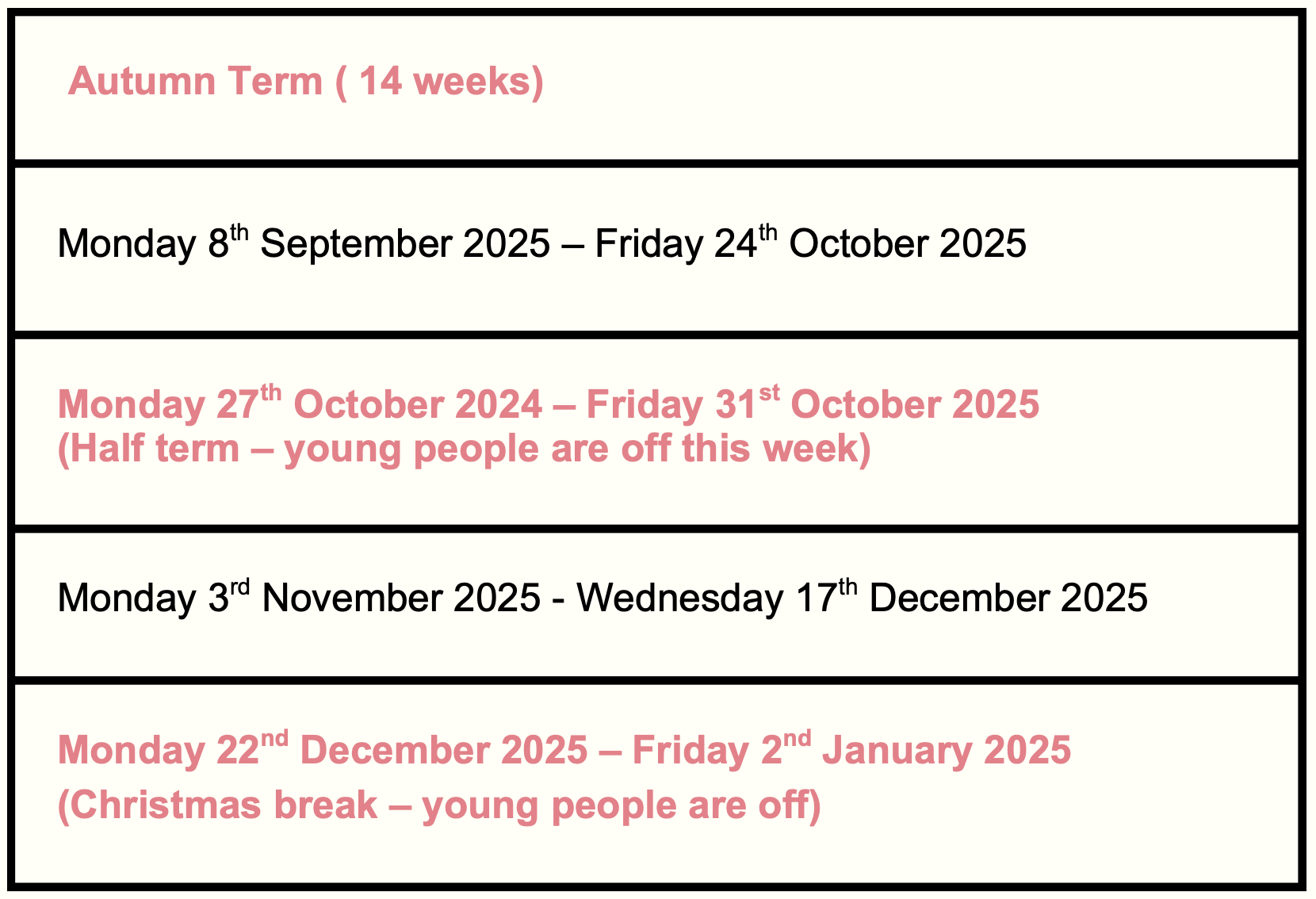 2025-26 AutumTerm New